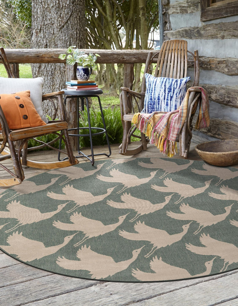 Seaside Haven Rugs Collection Area Rug - Pelican Round Stone Blue lifestyle 44