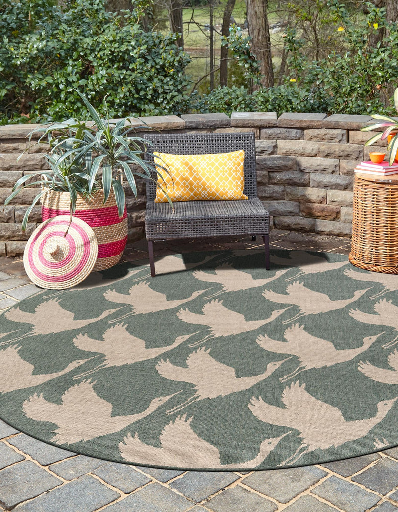 Seaside Haven Rugs Collection Area Rug - Pelican Round Stone Blue lifestyle 50