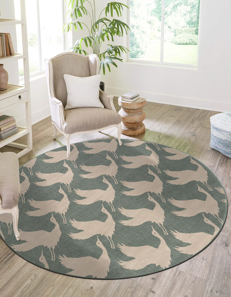 Seaside Haven Rugs Collection Area Rug - Pelican Round Stone Blue lifestyle 53