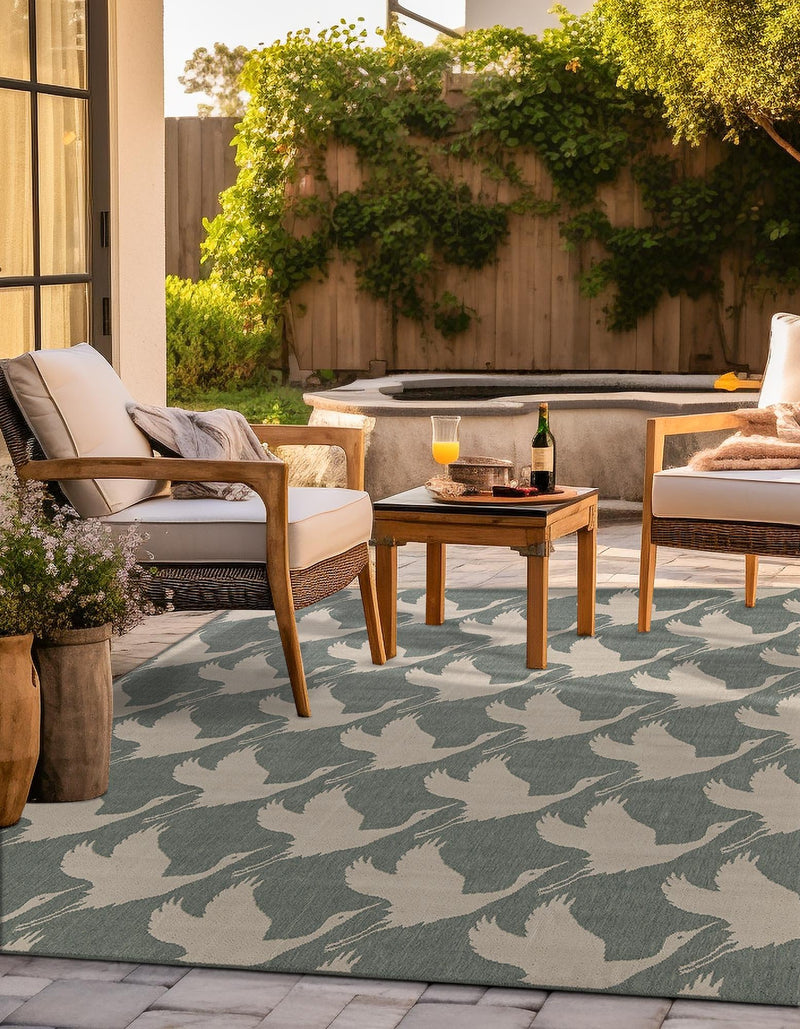 Seaside Haven Rugs Collection Area Rug - Pelican Square Stone Blue lifestyle 36