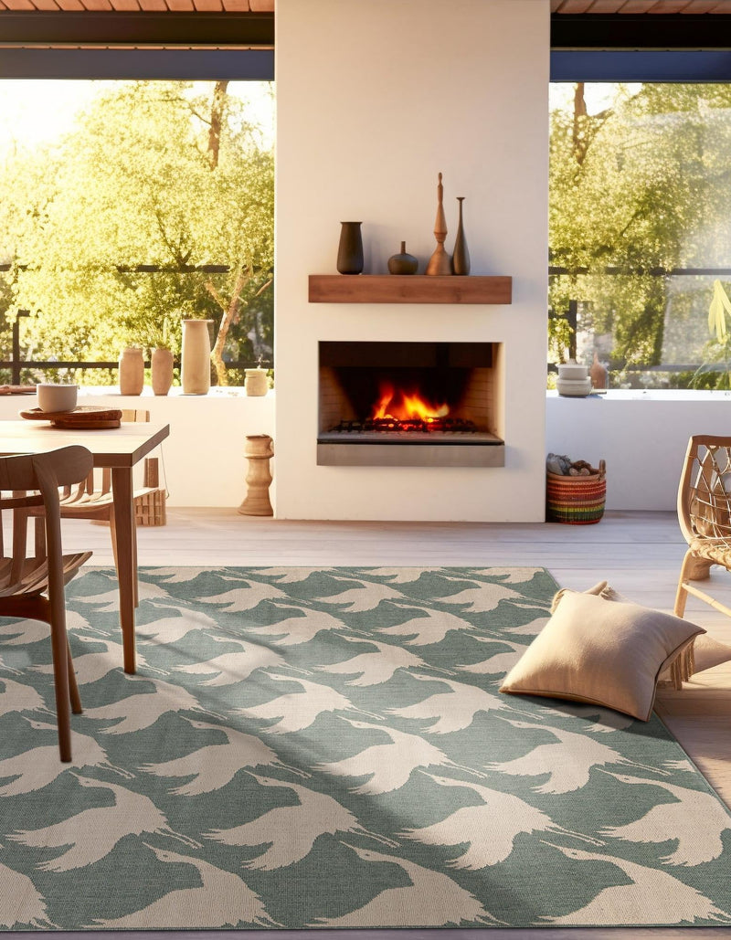 Seaside Haven Rugs Collection Area Rug - Pelican Square Stone Blue lifestyle 54