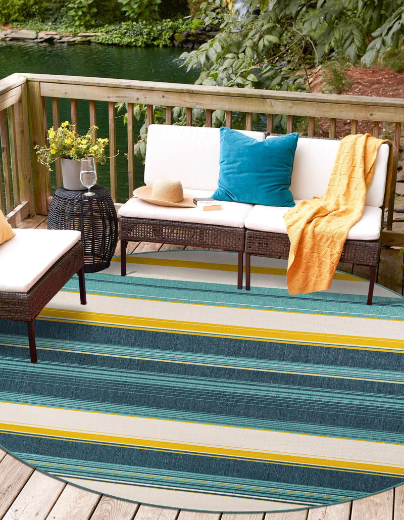 Terrace Fringe Collection Area Rug - Veranda Round Multi lifestyle 13