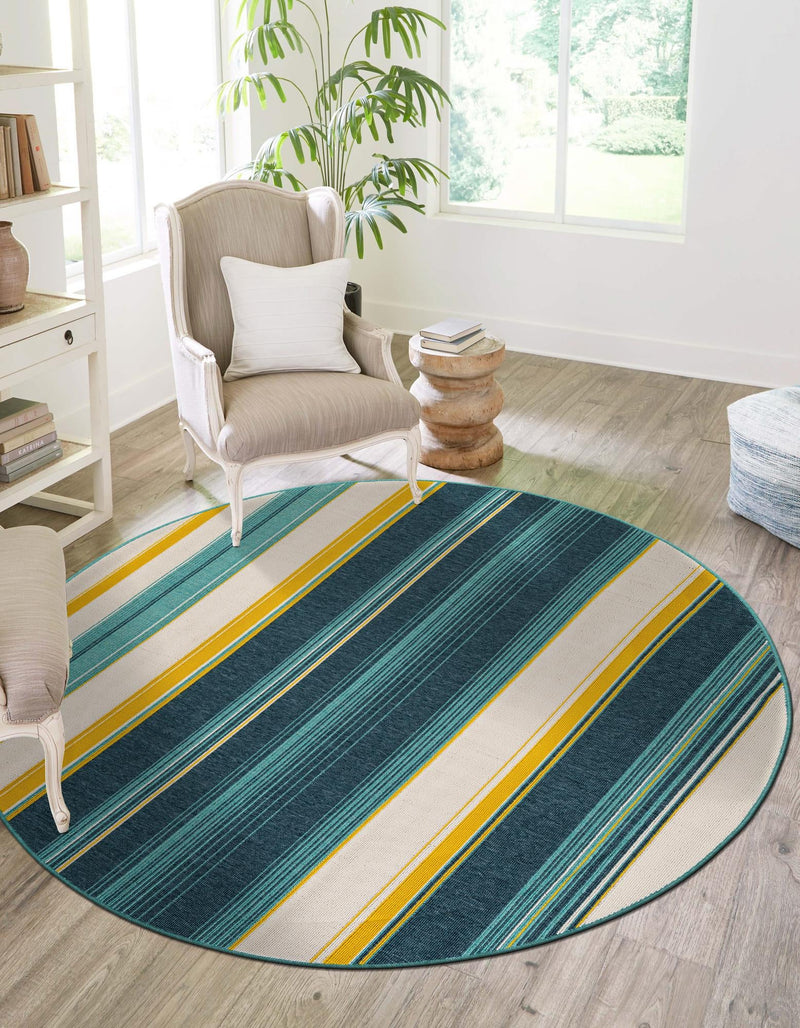 Terrace Fringe Collection Area Rug - Veranda Round Multi lifestyle 16