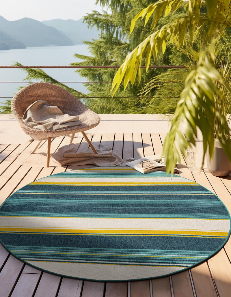 Terrace Fringe Collection Area Rug - Veranda Round Multi lifestyle 19