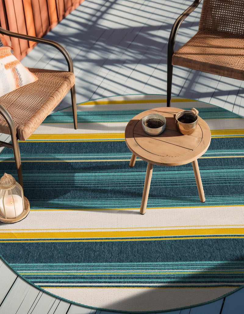 Terrace Fringe Collection Area Rug - Veranda Round Multi lifestyle 25