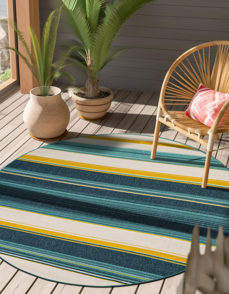 Terrace Fringe Collection Area Rug - Veranda Round Multi lifestyle 31