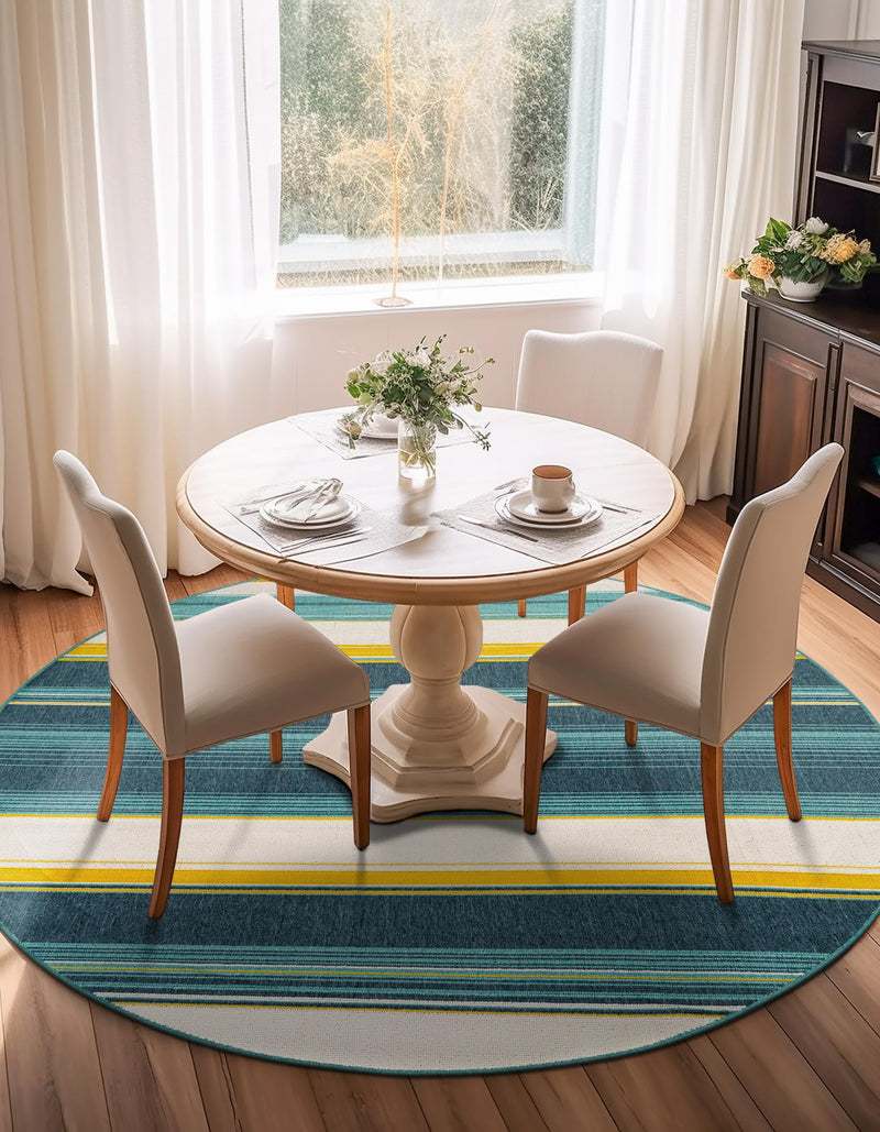 Terrace Fringe Collection Area Rug - Veranda Round Multi lifestyle 34