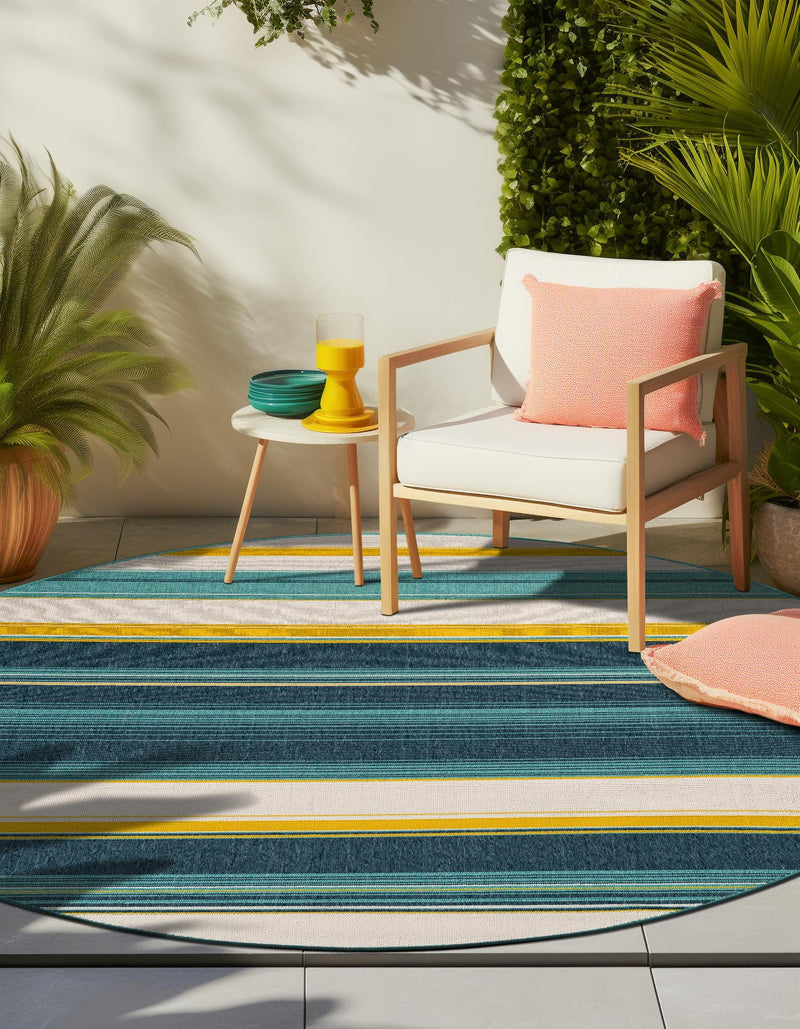 Terrace Fringe Collection Area Rug - Veranda Round Multi lifestyle 37