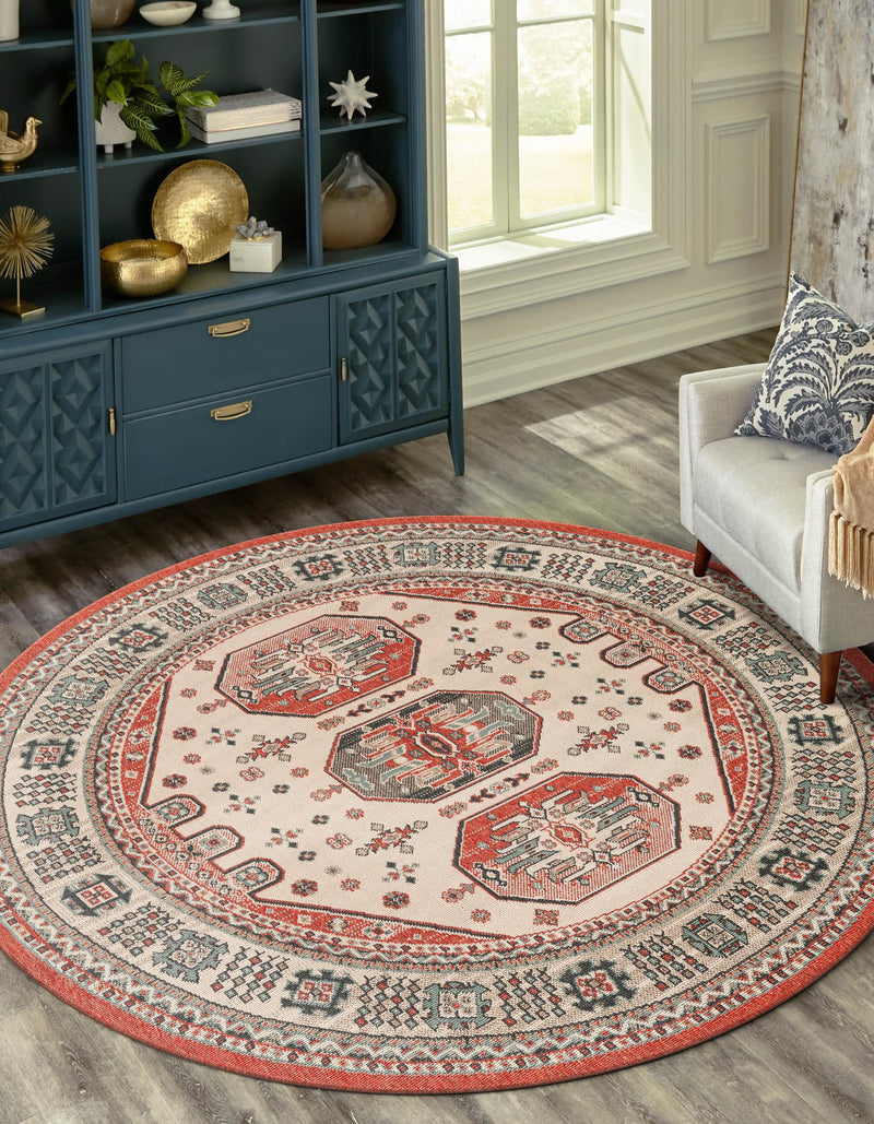 Patio Heritage Collection Area Rug - Veranda Round Multi lifestyle 16