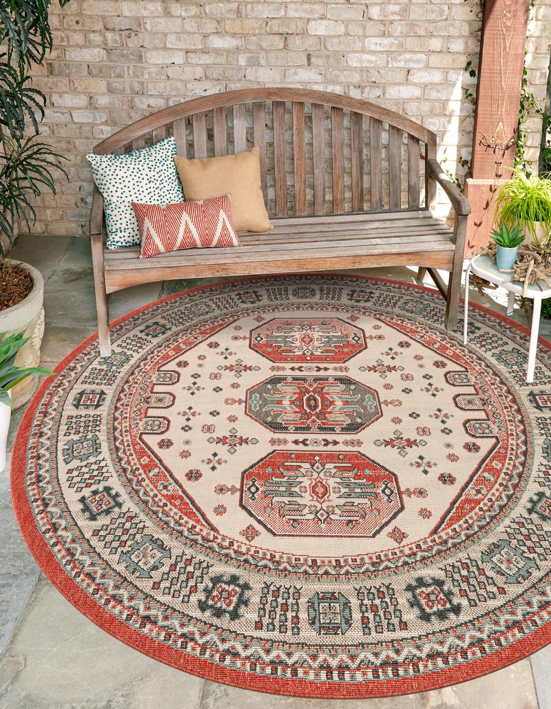 Patio Heritage Collection Area Rug - Veranda Round Multi lifestyle 19