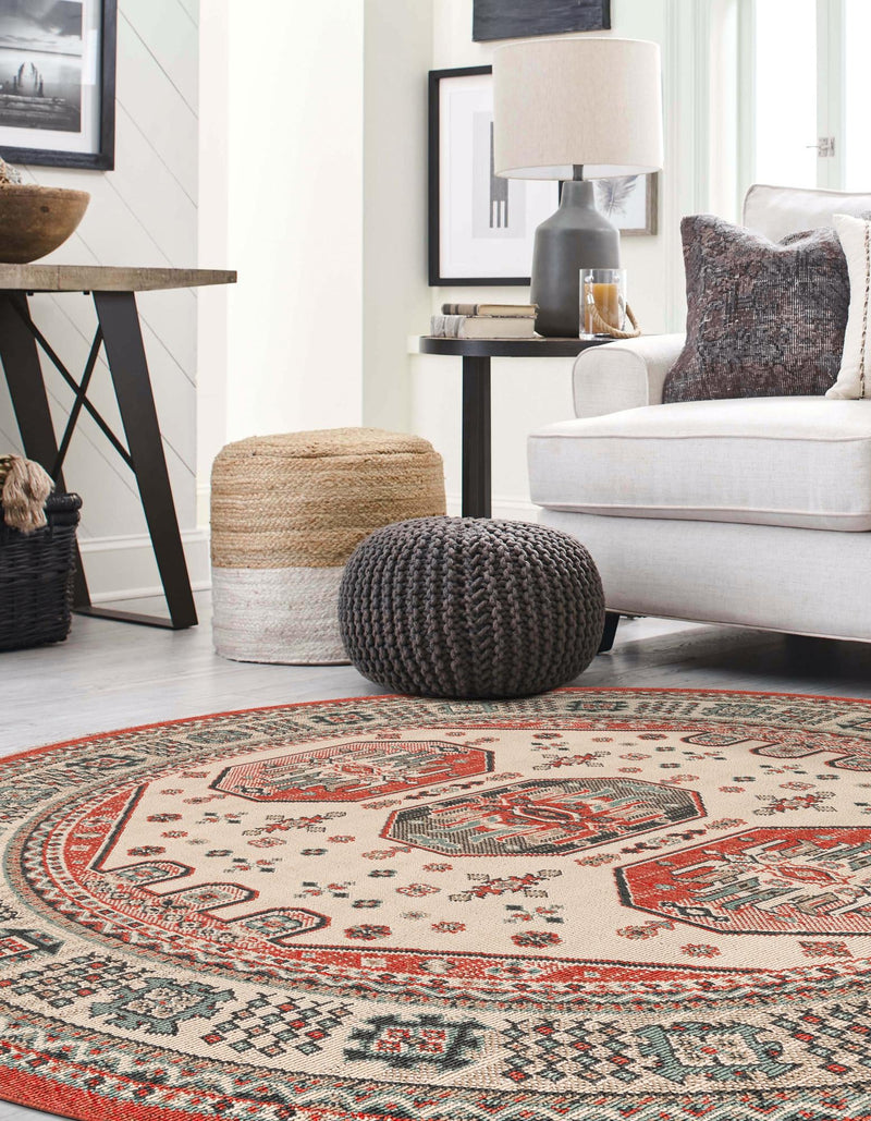 Patio Heritage Collection Area Rug - Veranda Round Multi lifestyle 22