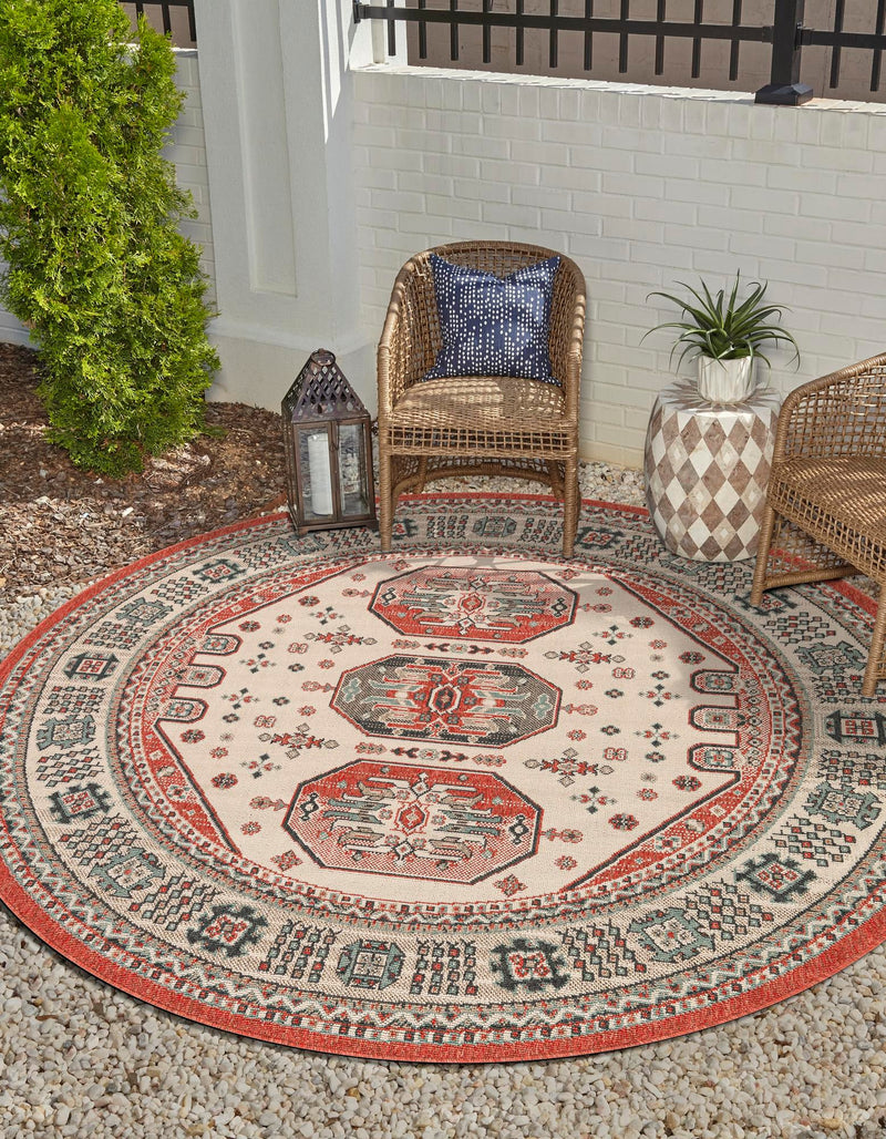 Patio Heritage Collection Area Rug - Veranda Round Multi lifestyle 25