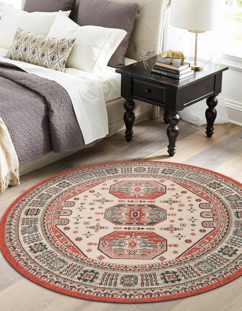 Patio Heritage Collection Area Rug - Veranda Round Multi lifestyle 28