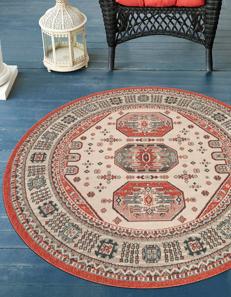 Patio Heritage Collection Area Rug - Veranda Round Multi lifestyle 31
