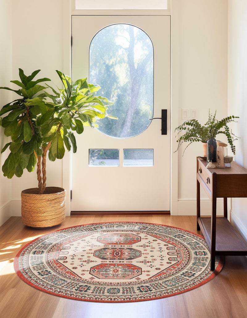 Patio Heritage Collection Area Rug - Veranda Round Multi lifestyle 34