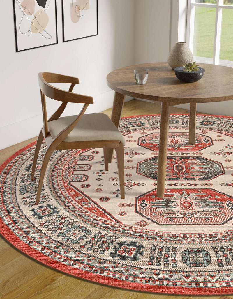 Patio Heritage Collection Area Rug - Veranda Round Multi lifestyle 40