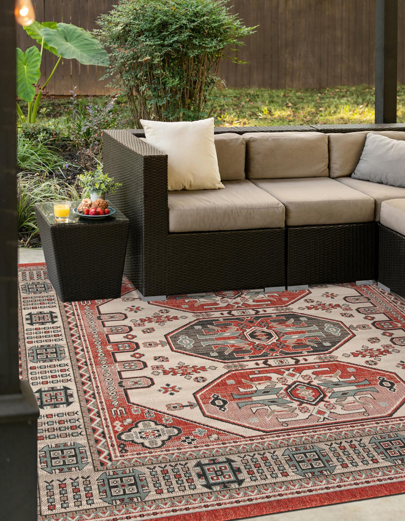 Patio Heritage Collection Area Rug - Veranda Square Multi lifestyle 14
