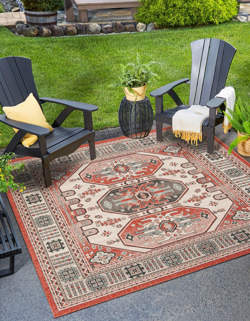 Patio Heritage Collection Area Rug - Veranda Square Multi lifestyle 26