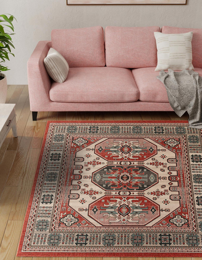 Patio Heritage Collection Area Rug - Veranda Square Multi lifestyle 35