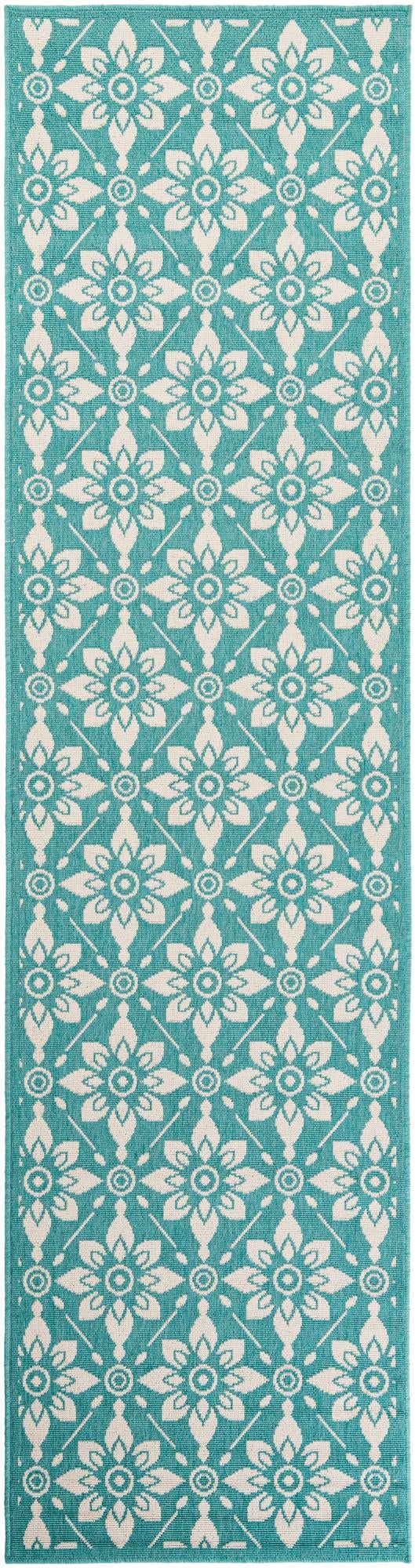 Seaside Lattice Collection Area Rug - Whitby Runner Teal lifestyle 51