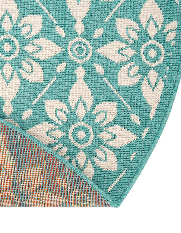 Seaside Lattice Collection Area Rug - Whitby Round Teal lifestyle 228