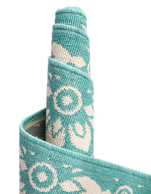 Seaside Lattice Collection Area Rug - Whitby Runner Teal lifestyle 242