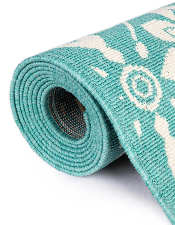 Seaside Lattice Collection Area Rug - Whitby Runner Teal lifestyle 247