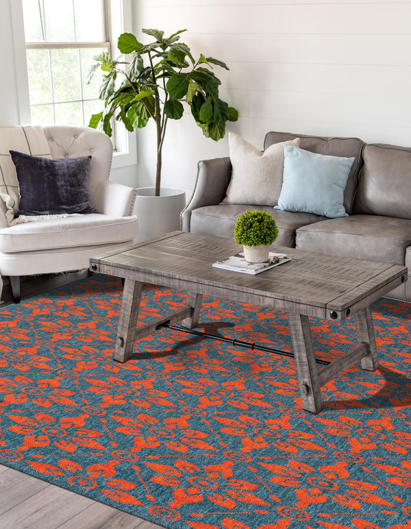 Seaside Lattice Collection Area Rug - Whitby Rectangle Blue and Red lifestyle 37