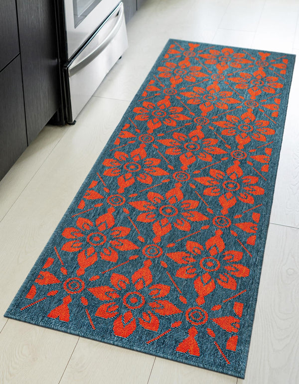 Seaside Lattice Collection Area Rug - Whitby Runner Blue and Red lifestyle 70