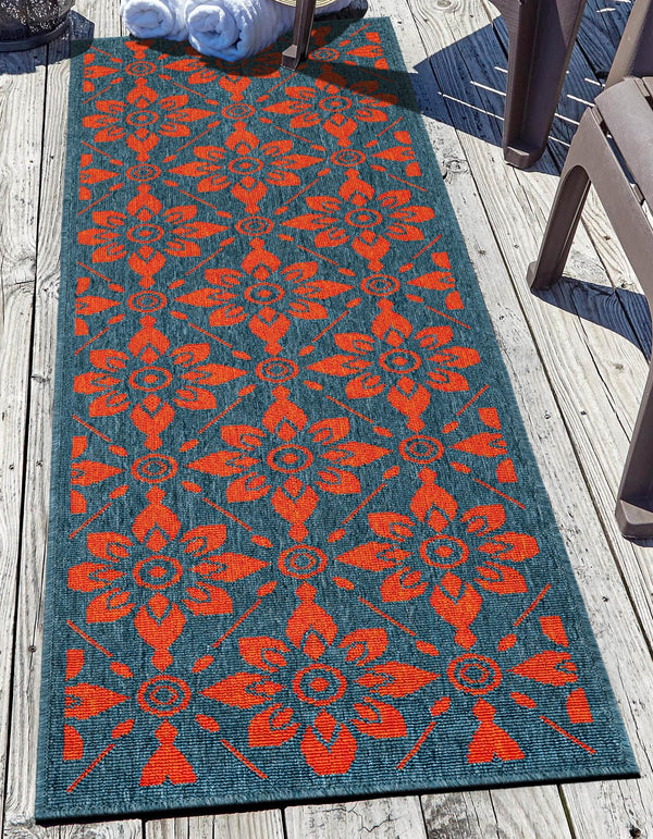 Seaside Lattice Collection Area Rug - Whitby Runner Blue and Red lifestyle 85