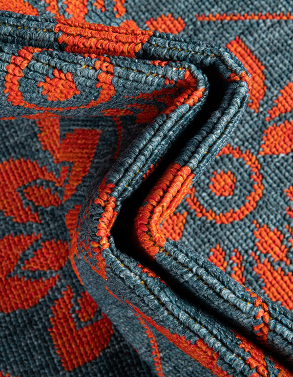 Seaside Lattice Collection Area Rug - Whitby Runner Blue and Red lifestyle 223