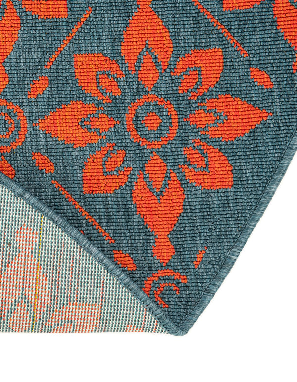 Seaside Lattice Collection Area Rug - Whitby Round Blue and Red lifestyle 230