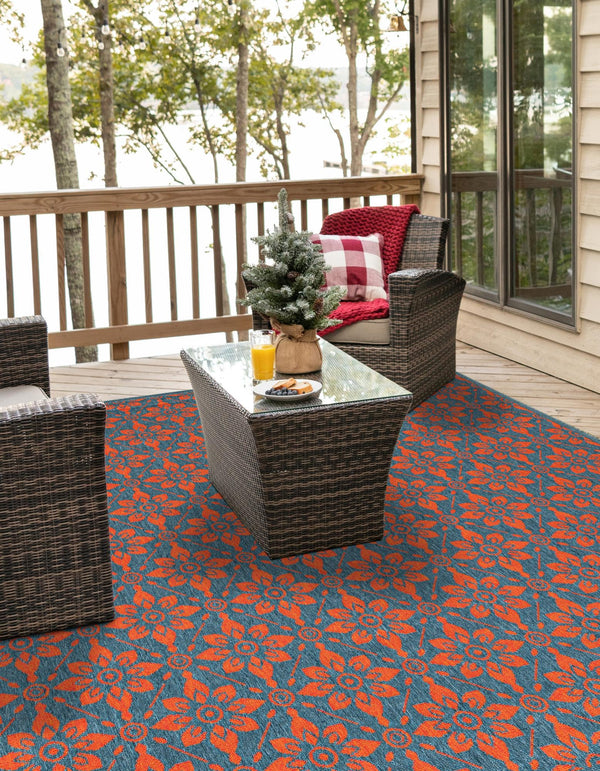 Seaside Lattice Collection Area Rug - Whitby Square Blue and Red lifestyle 87