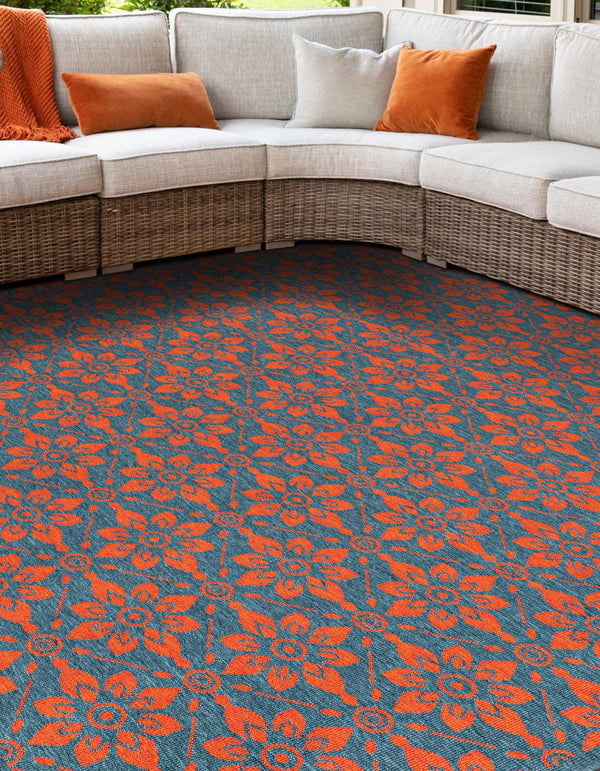 Seaside Lattice Collection Area Rug - Whitby Square Blue and Red lifestyle 117