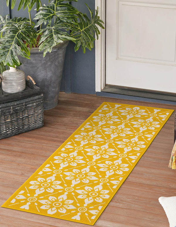 Seaside Lattice Collection Area Rug - Whitby Runner Yellow lifestyle 88