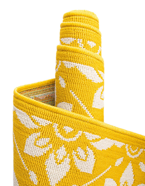 Seaside Lattice Collection Area Rug - Whitby Runner Yellow lifestyle 244