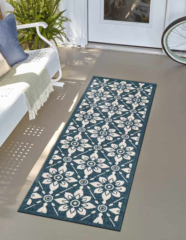 Seaside Lattice Collection Area Rug - Whitby Runner Navy Blue lifestyle 61