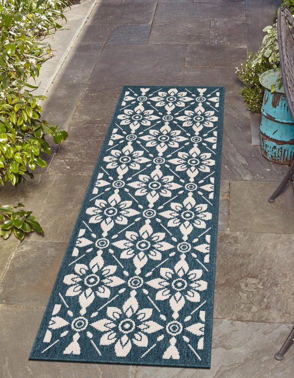 Seaside Lattice Collection Area Rug - Whitby Runner Navy Blue lifestyle 151