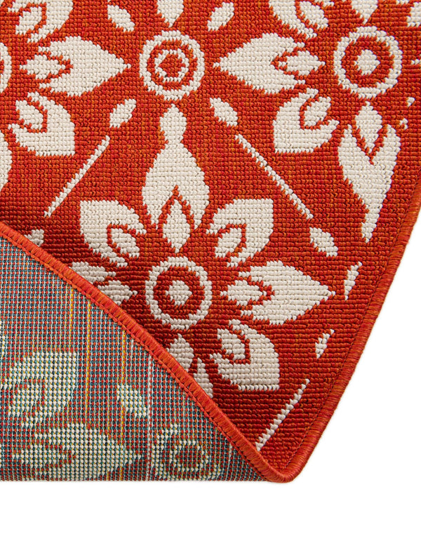 Seaside Lattice Collection Area Rug - Whitby Round Rust Red lifestyle 236