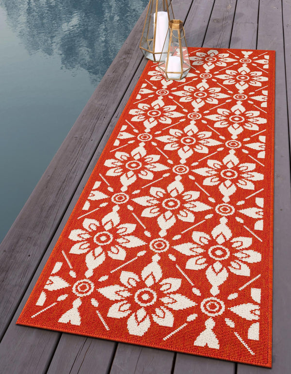 Seaside Lattice Collection Area Rug - Whitby Runner Rust Red lifestyle 94