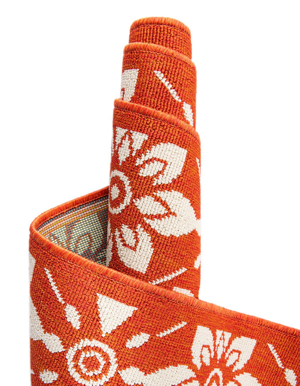 Seaside Lattice Collection Area Rug - Whitby Runner Rust Red lifestyle 246