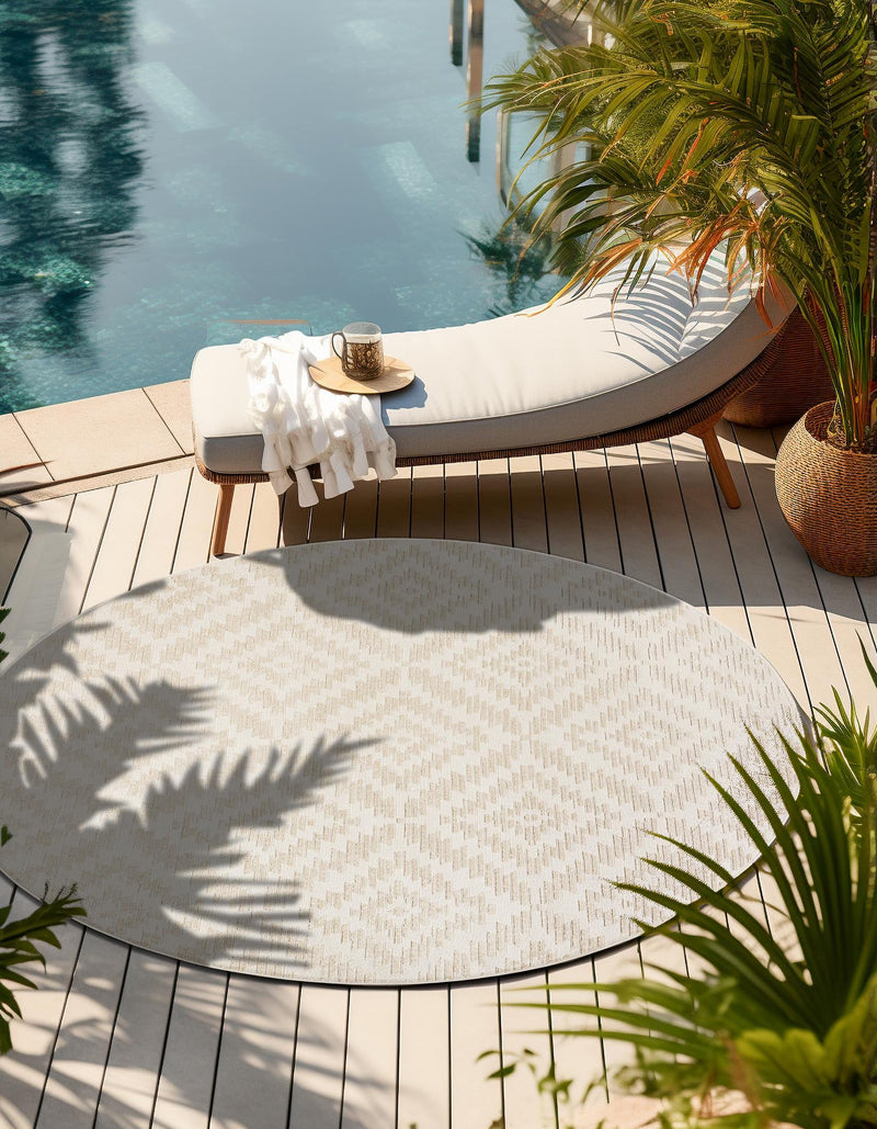Catalina Cove Outdoor Collection Area Rug - Coronado Round Beige and Ivory lifestyle 48