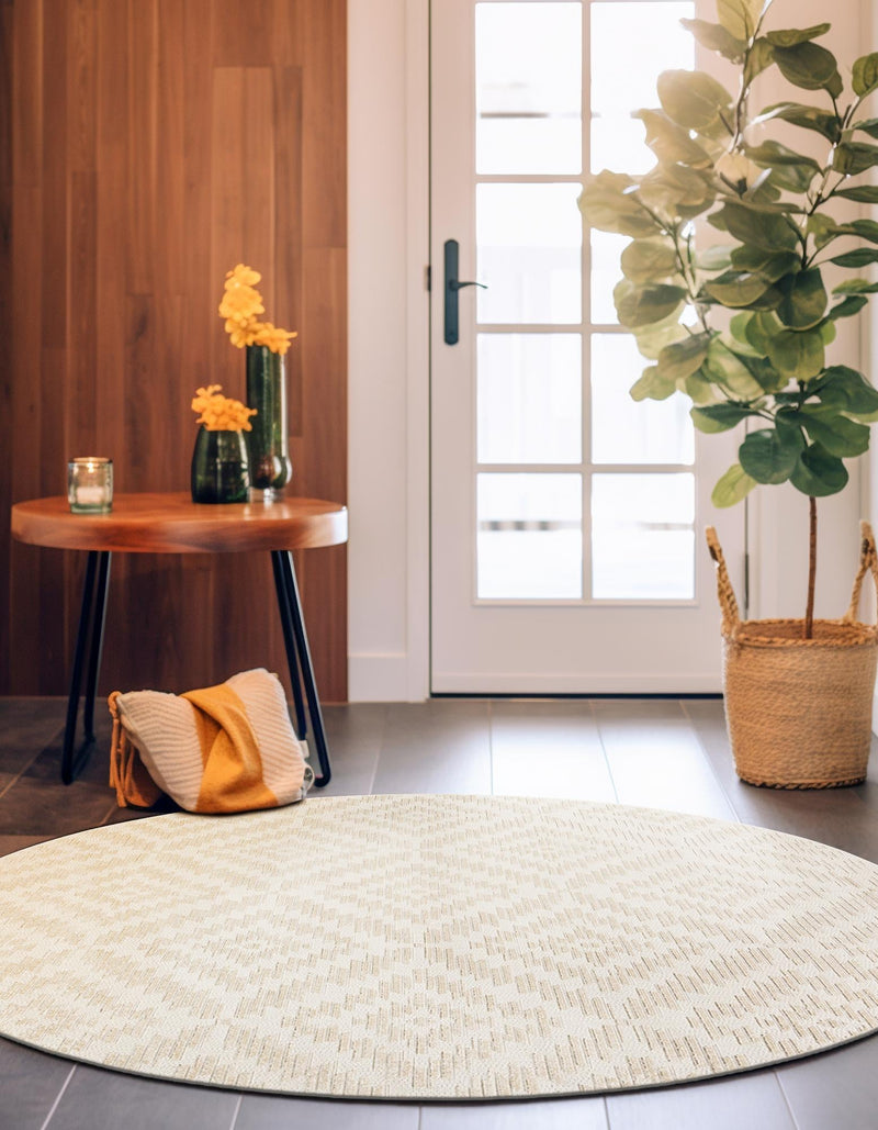 Catalina Cove Outdoor Collection Area Rug - Coronado Round Beige and Ivory lifestyle 53