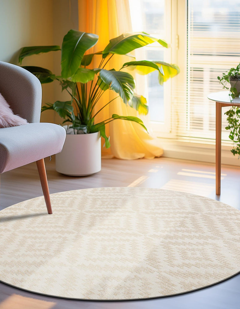 Catalina Cove Outdoor Collection Area Rug - Coronado Round Beige and Ivory lifestyle 63
