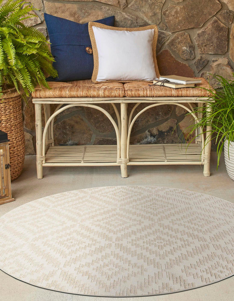 Catalina Cove Outdoor Collection Area Rug - Coronado Round Beige and Ivory lifestyle 88