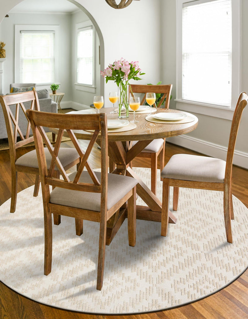 Catalina Cove Outdoor Collection Area Rug - Coronado Round Beige and Ivory lifestyle 93