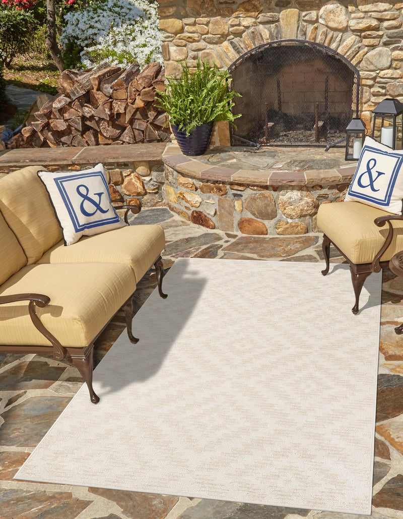 Catalina Cove Outdoor Collection Area Rug - Coronado Rectangle Beige and Ivory lifestyle 3