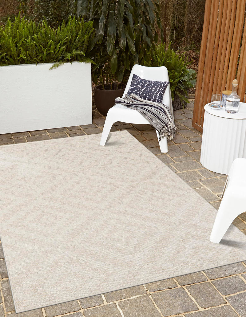 Catalina Cove Outdoor Collection Area Rug - Coronado Rectangle Beige and Ivory lifestyle 7