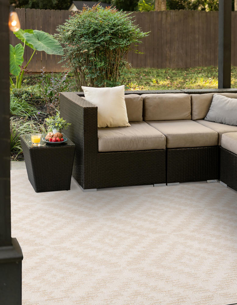 Catalina Cove Outdoor Collection Area Rug - Coronado Square Beige and Ivory lifestyle 53