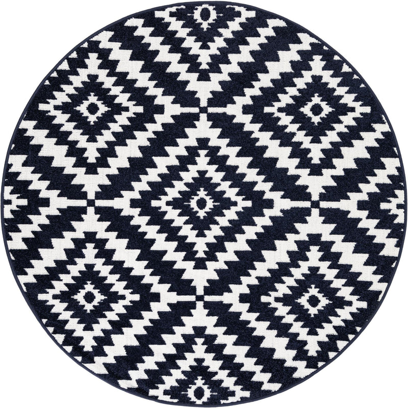 Catalina Cove Outdoor Collection Area Rug - Coronado Round Navy Blue lifestyle 47